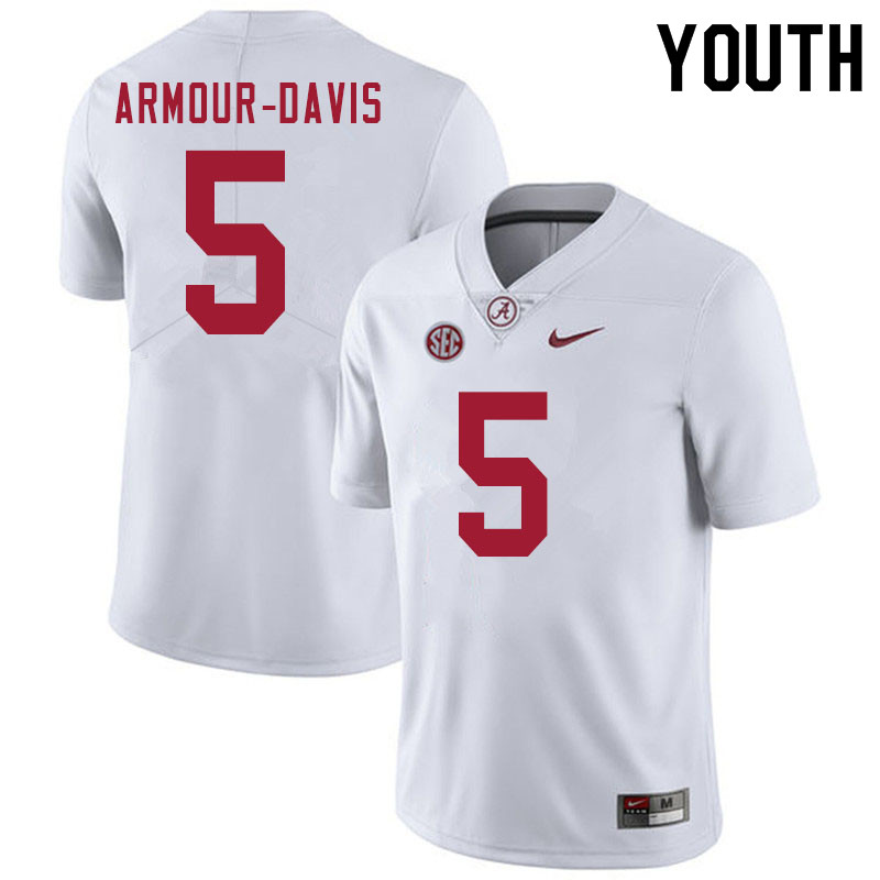 Youth #5 Jalyn Armour-Davis Alabama White Tide College Football Jerseys Sale-White
